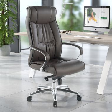 sillon de oficina marron respaldo ato piel natural piel natural brazos tapizados 2