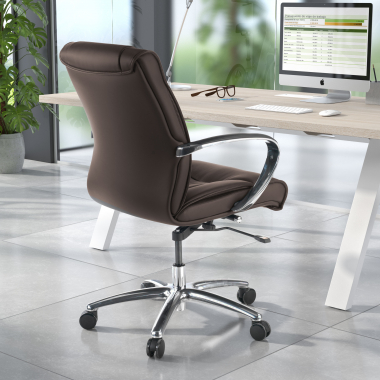 sillon de oficina marron respaldo bajo piel natural piel natural brazos tapizados 9