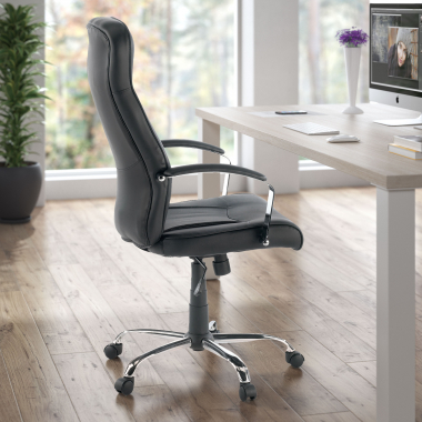 sillon de oficina negro glencoe piel sintetica brazos tapizados 2