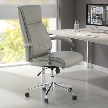 sillon de oficina gris counter piel sintetica brazos tapizados 2