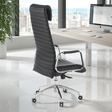 sillon de oficina negro ecopiel piel sintetica brazos tapizados reposacabezas 2