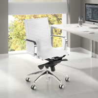 Sillón oficina diseño Brenton, marco de acero, respaldo bajo