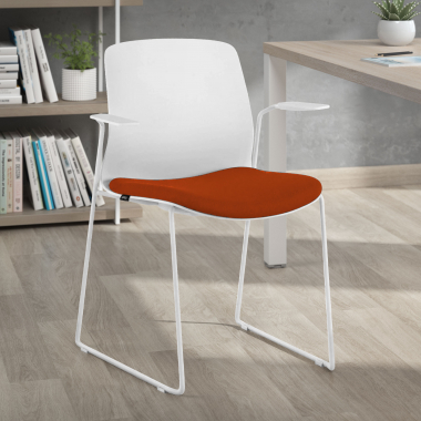 silla confidente blanco rojo silla con brazos tela brazos fijos 2