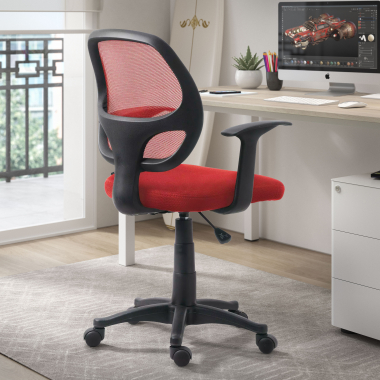 silla de oficina barata rojo one malla brazos fijos 2