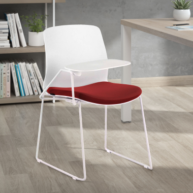 silla con pala blanco rojo silla con pala de escritura tela sin brazos 2