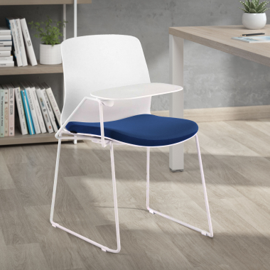 silla con pala blanco azul silla con pala de escritura tela sin brazos 2