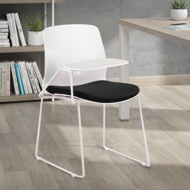 silla con pala blanco negro silla con pala de escritura tela sin brazos 2