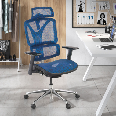 silla ergonomica azul focus malla brazos regulables 3d soporte lumbar 2