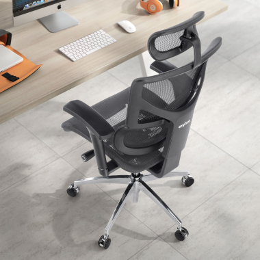 silla ergonomica gris next1 con reposacabezas malla brazos regulables 4d soporte lumbar reposacabezas 2