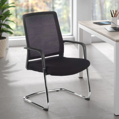silla confidente negro red transpirable malla brazos fijos 2