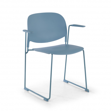 silla confidente azul con brazos plastico brazos fijos 1