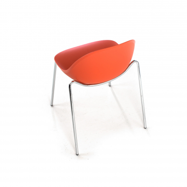 silla confidente rojo 4 patas plastico sin brazos 8