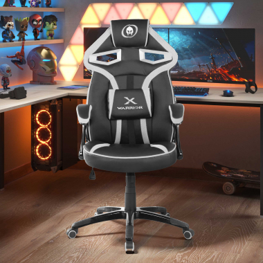silla gaming blanco ecopiel piel sintetica brazos fijos 2