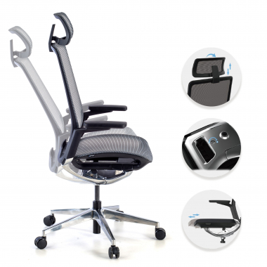 silla de oficina negro con reposacabezas malla brazos regulables 4d soporte lumbar reposacabezas 3
