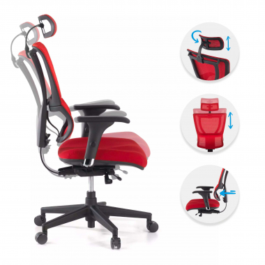 silla ergonomica rojo energy malla brazos regulables 1d doble soporte lumbar 3