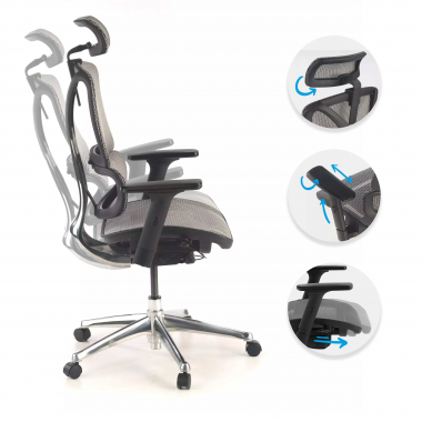 silla ergonomica gris focus malla brazos regulables 3d soporte lumbar 3