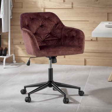 silla giratoria marron rose tela sin brazos 2