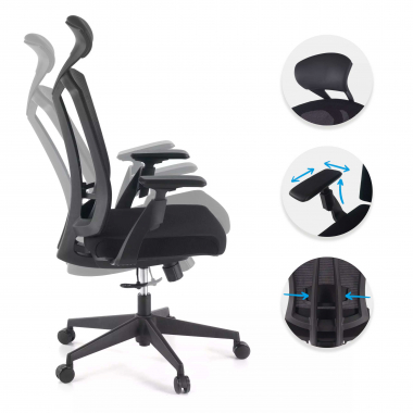 silla ergonomica negro ridley malla brazos regulables 3d soporte lumbar reposacabezas 3