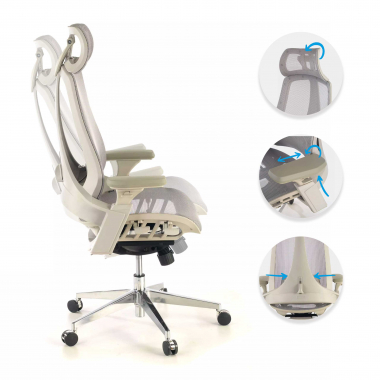 silla ergonomica blanco gris thunder malla brazos regulables 3d soporte lumbar reposacabezas 3