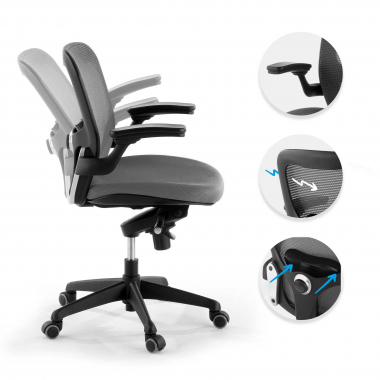 silla ergonomica gris silla de oficina malla brazos moviles soporte lumbar 3