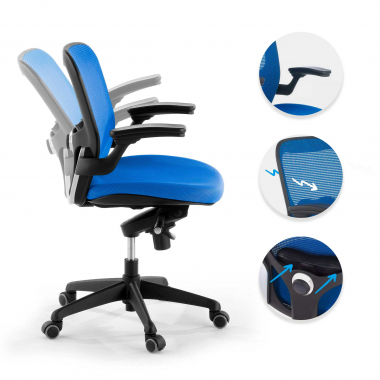 silla ergonomica azul silla de oficina malla brazos moviles soporte lumbar 3