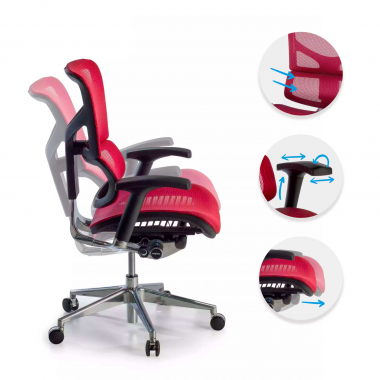 silla ergonomica rojo next2 sin reposacabezas malla brazos regulables 4d doble soporte lumbar 3