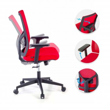 silla ergonomica rojo estructura negra reposacabezas malla brazos regulables 1d soporte lumbar 3