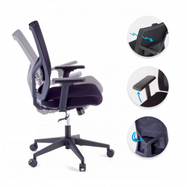 silla ergonomica negro estructura negra reposacabezas malla brazos regulables 1d soporte lumbar 3