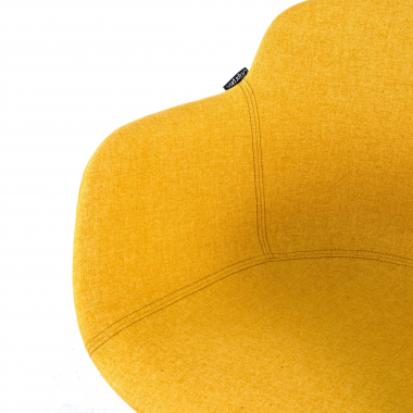 silla confidente blanco amarillo 4 patas tela brazos tapizados 7