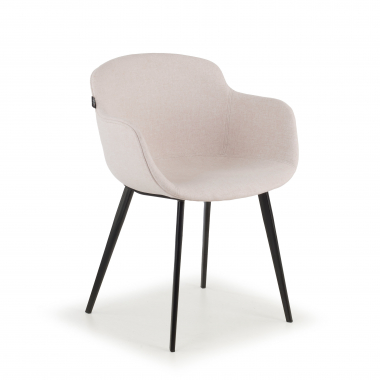silla confidente negro beige 4 patas tela brazos tapizados 1