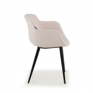 silla confidente negro beige 4 patas tela brazos tapizados 6