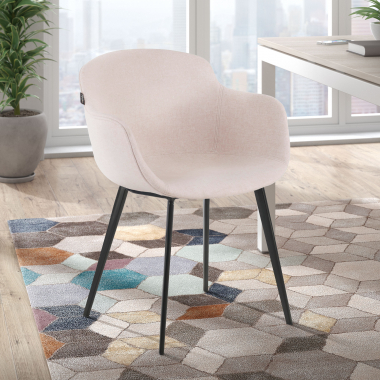 silla confidente negro beige 4 patas tela brazos tapizados 2