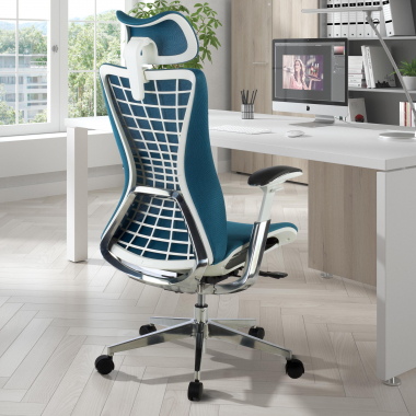 silla ergonomica azul miller malla brazos regulables 3d 2