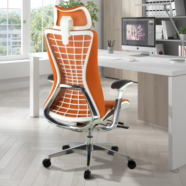 silla ergonomica naranja miller malla brazos regulables 3d 2