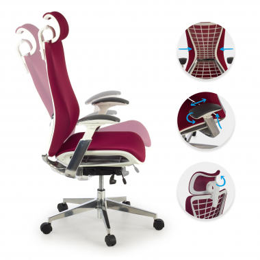 silla ergonomica rojo miller malla brazos regulables 3d 3