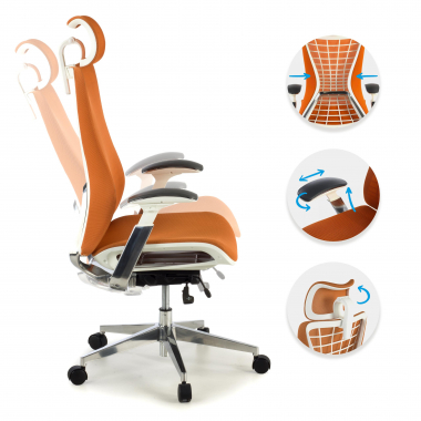 silla ergonomica naranja miller malla brazos regulables 3d 4