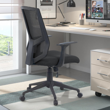 silla giratoria negro archer malla brazos fijos soporte lumbar 2