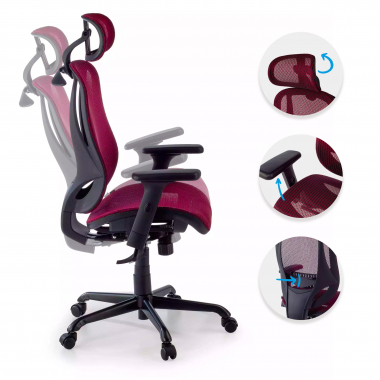 silla ergonomica rojo locktech malla brazos regulables 1d soporte lumbar reposacabezas 3