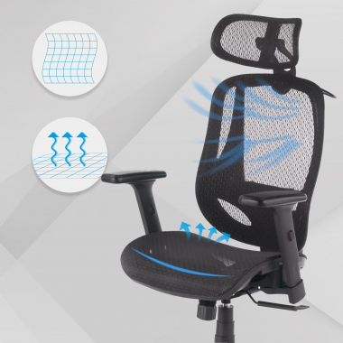silla ergonomica negro locktech malla brazos regulables 1d soporte lumbar reposacabezas 4