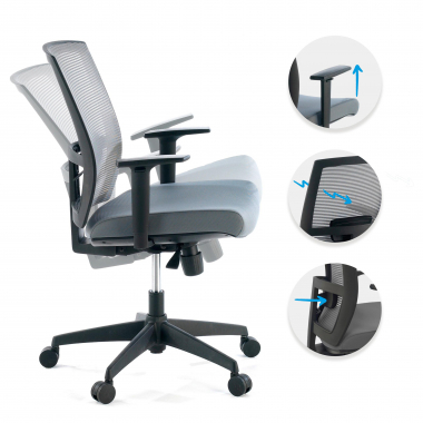 silla ergonomica gris estructura negra malla brazos regulables 1d soporte lumbar 3