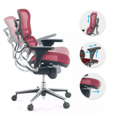 silla de oficina barata rojo red malla brazos regulables 4d doble soporte lumbar 3