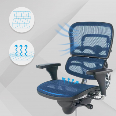 silla de oficina barata azul red malla brazos regulables 4d doble soporte lumbar 4