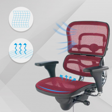 silla de oficina barata rojo red malla brazos regulables 4d doble soporte lumbar 4