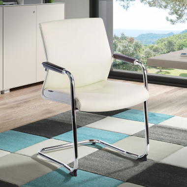 silla sala de espera blanco ecopiel piel sintetica brazos tapizados 2