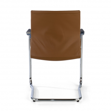 silla sala de espera marron ecopiel piel sintetica brazos tapizados 4