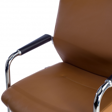 silla sala de espera marron ecopiel piel sintetica brazos tapizados 5