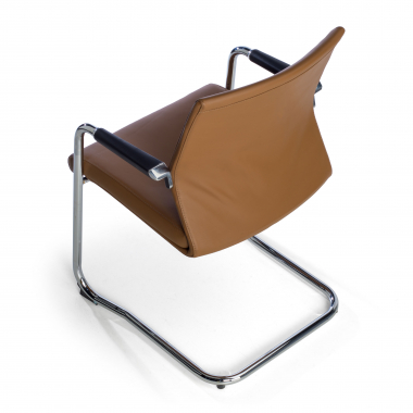 silla sala de espera marron ecopiel piel sintetica brazos tapizados 6