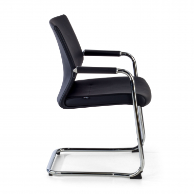 silla sala de espera negro ecopiel piel sintetica brazos tapizados 4