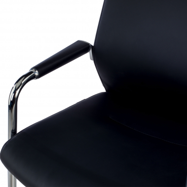 silla sala de espera negro ecopiel piel sintetica brazos tapizados 6