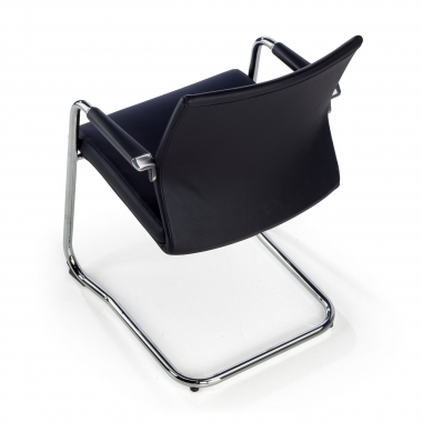 silla sala de espera negro ecopiel piel sintetica brazos tapizados 7